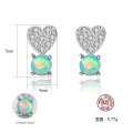 Creative Heart Shape CZ Opal 925 Sterling Silver Stud Earrings